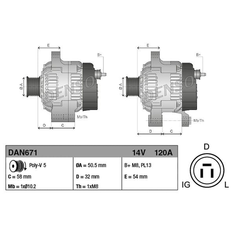 Denso Car Alternator 12V fits Jaguar Xj 1994-1997 6.0