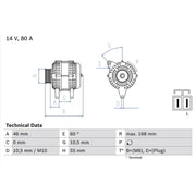 Bosch Car Alternator 12V 0 986 084 210