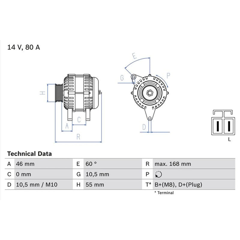 Bosch Car Alternator 12V 0 986 084 210