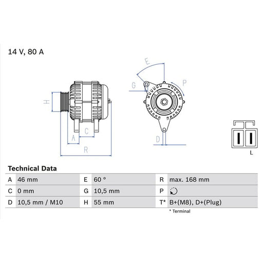 Bosch Car Alternator 12V 0 986 084 210