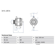 Bosch Car Alternator 12V 0 986 039 240