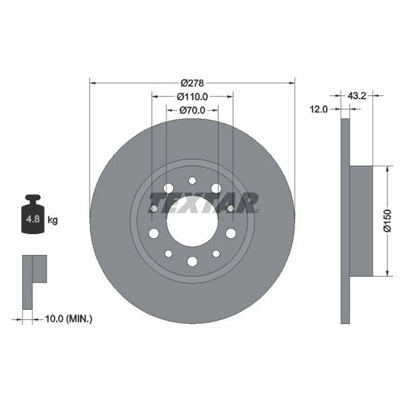 Textar 2 x Solid Rear Brake Discs 92145203-x2