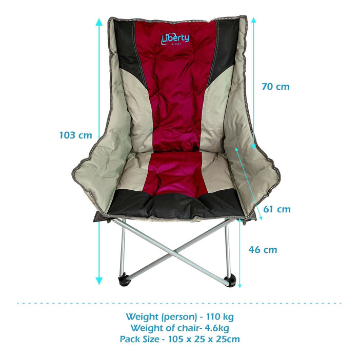 Liberty Magenta Comfort Camping Chair MDS1203 - Liberty Leisure UK - Van Life Living