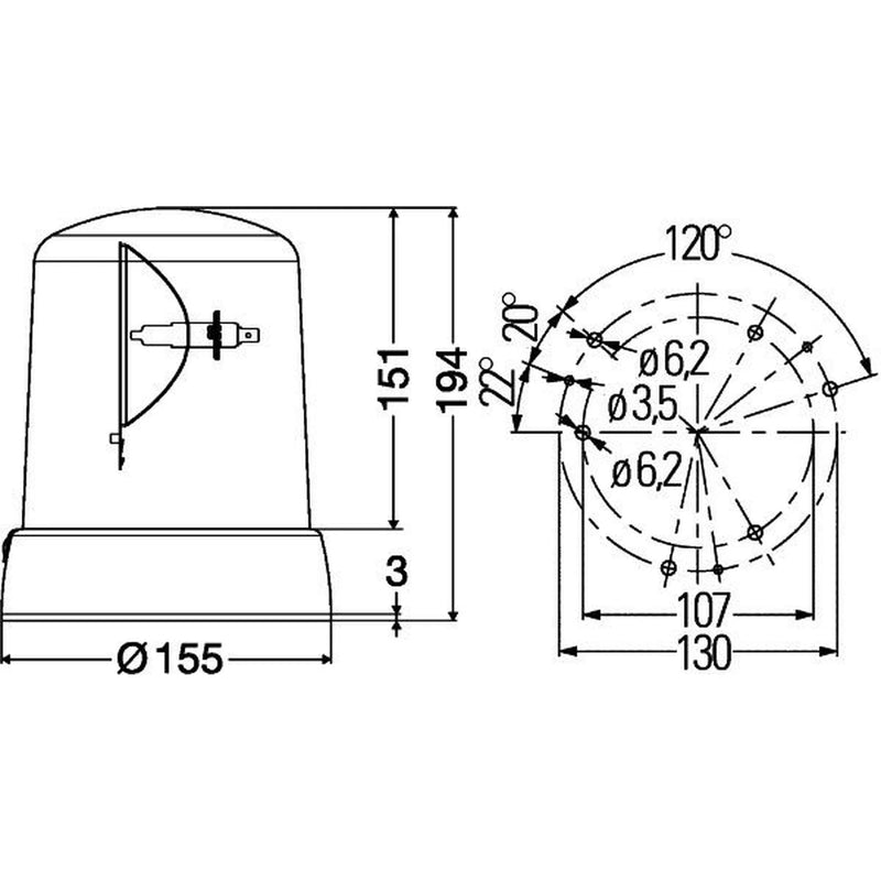 Hella Rotating Beacon Wide High 2RL 008 061-011