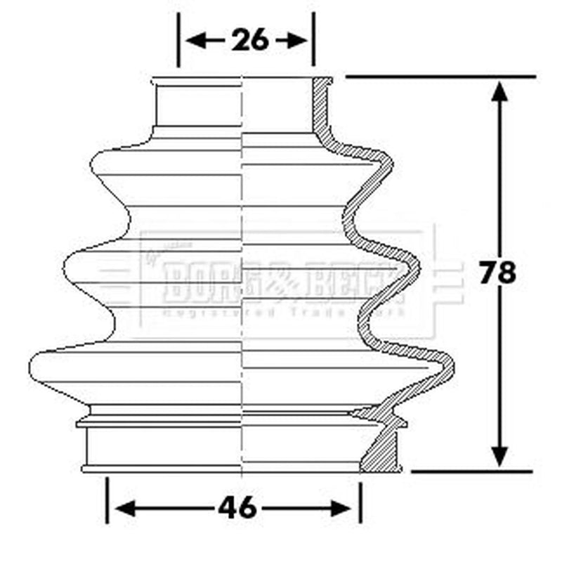 Borg & Beck Drive Shaft Bellow Kit transmission sided BCB6226