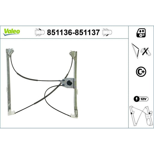 Valeo Electric Window Regulator Lifter Right Front 851137