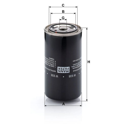 MANN-FILTER Engine Oil Filter W 938