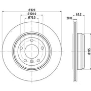 Mintex 2 x Externally Vented Rear Brake Discs MDC1660C-x2