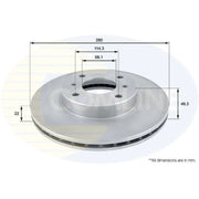 Comline 2 x Vented Front Brake Discs ADC0252V-x2