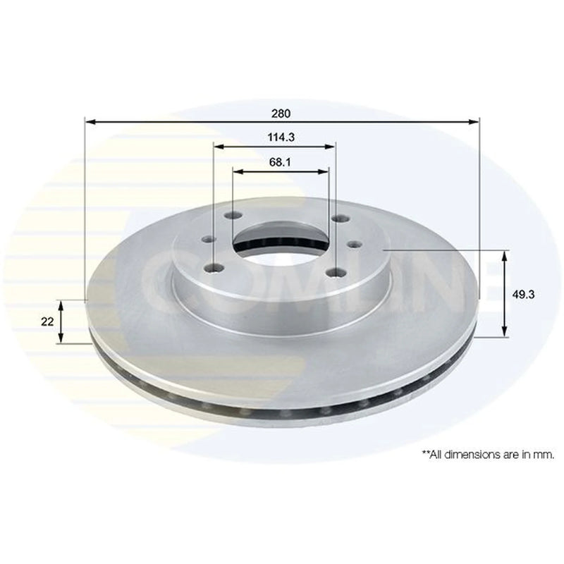 Comline 2 x Vented Front Brake Discs ADC0252V-x2