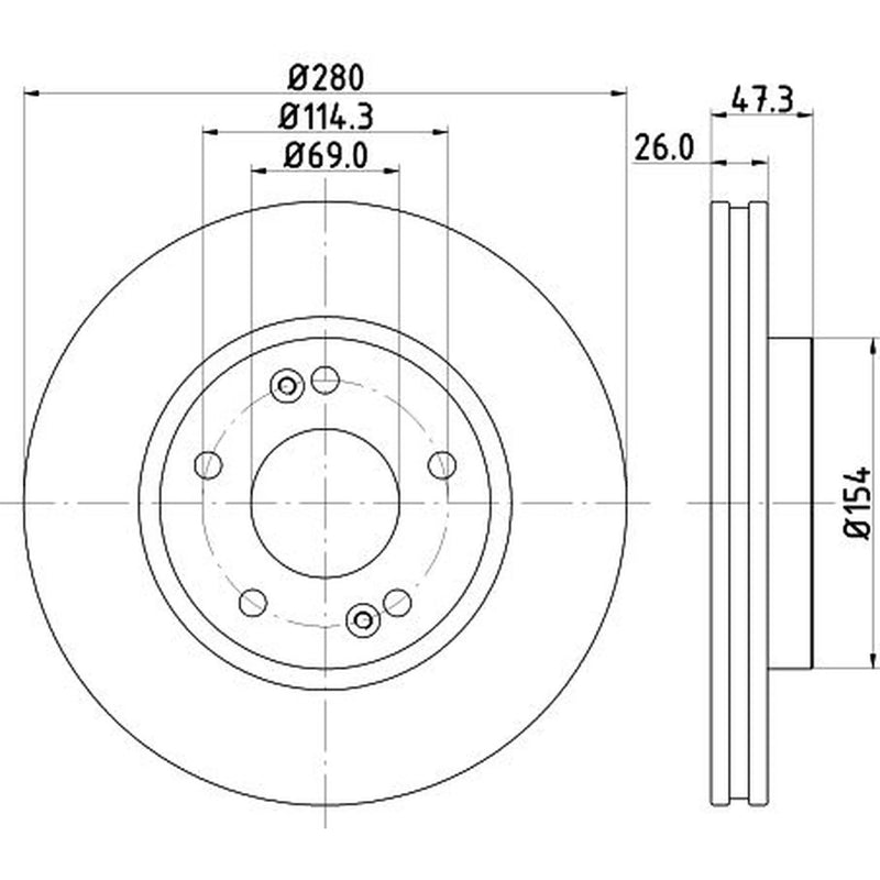 DON 2 x Vented Front Brake Discs PCD11052-x2