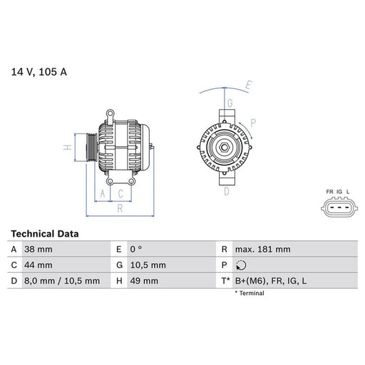 Bosch Car Alternator 12V 0 986 084 240