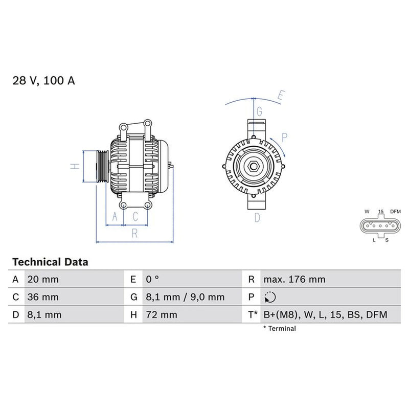Bosch Car Alternator 12V 0 986 047 820