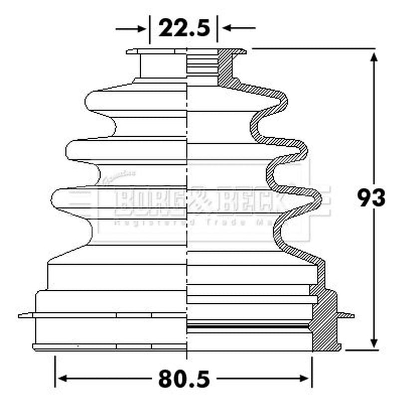 Borg & Beck Drive Shaft Bellow Kit transmission sided BCB6260