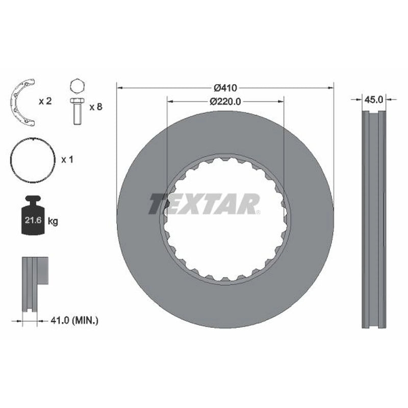 Textar 2 x Internally Vented Front Brake Discs 93322711-x2