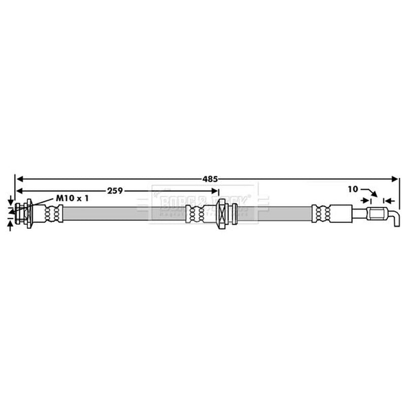 Borg & Beck Brake Hydraulic Hose Line Front Right BBH7979