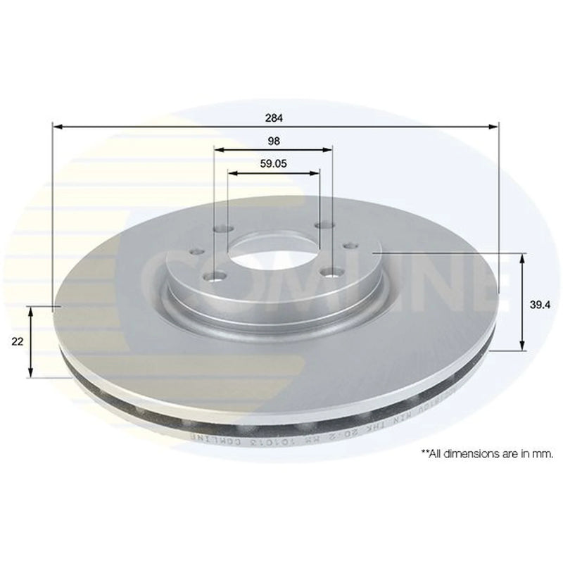 Comline 2 x Vented Front Brake Discs ADC1810V-x2