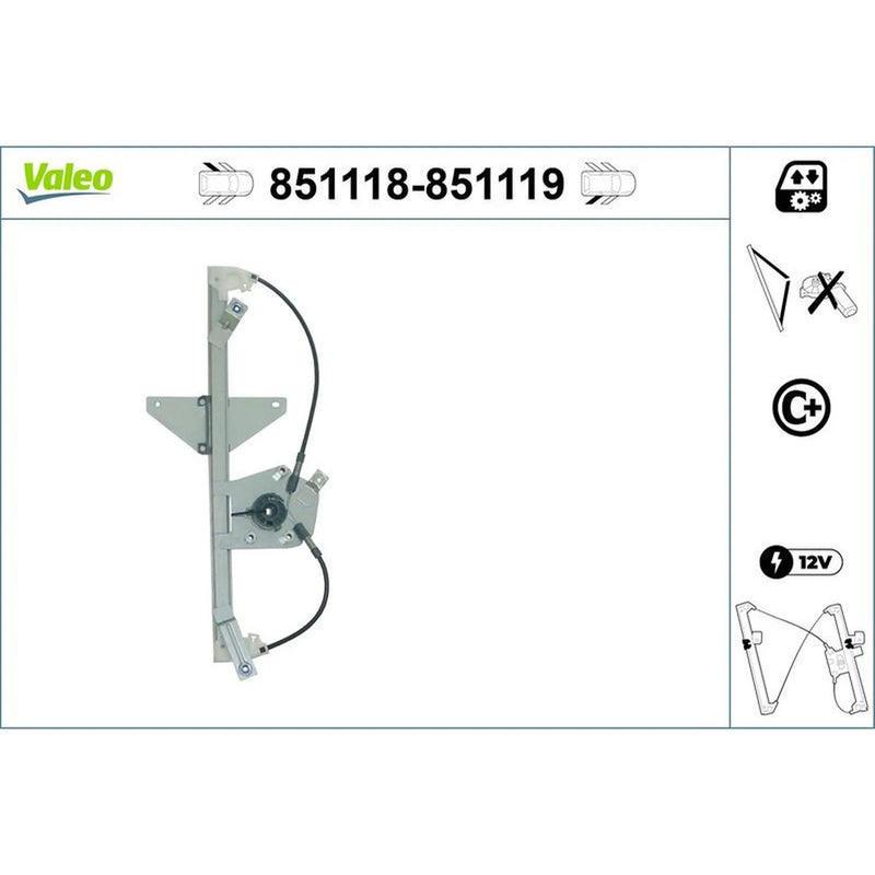 Valeo Electric Window Regulator Lifter Right Rear 851119