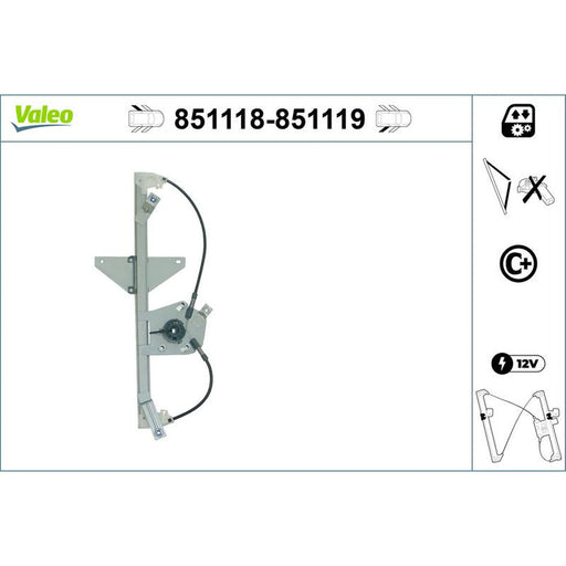 Valeo Electric Window Regulator Lifter Right Rear 851119