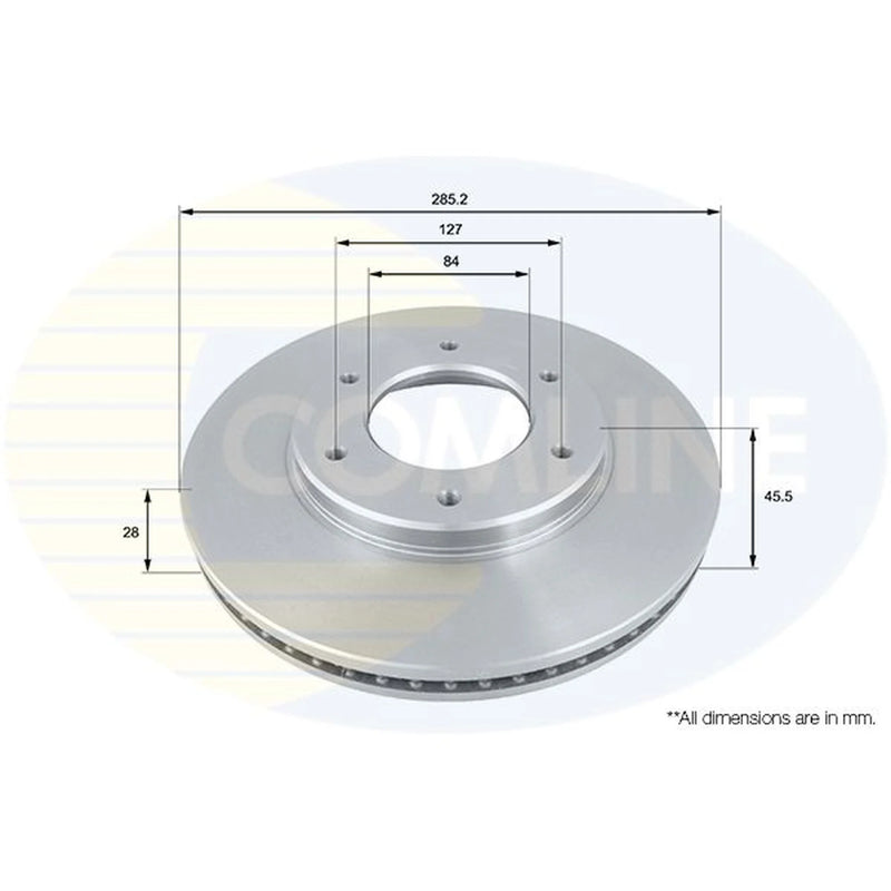Comline 2 x Vented Front Brake Discs ADC0176V-x2