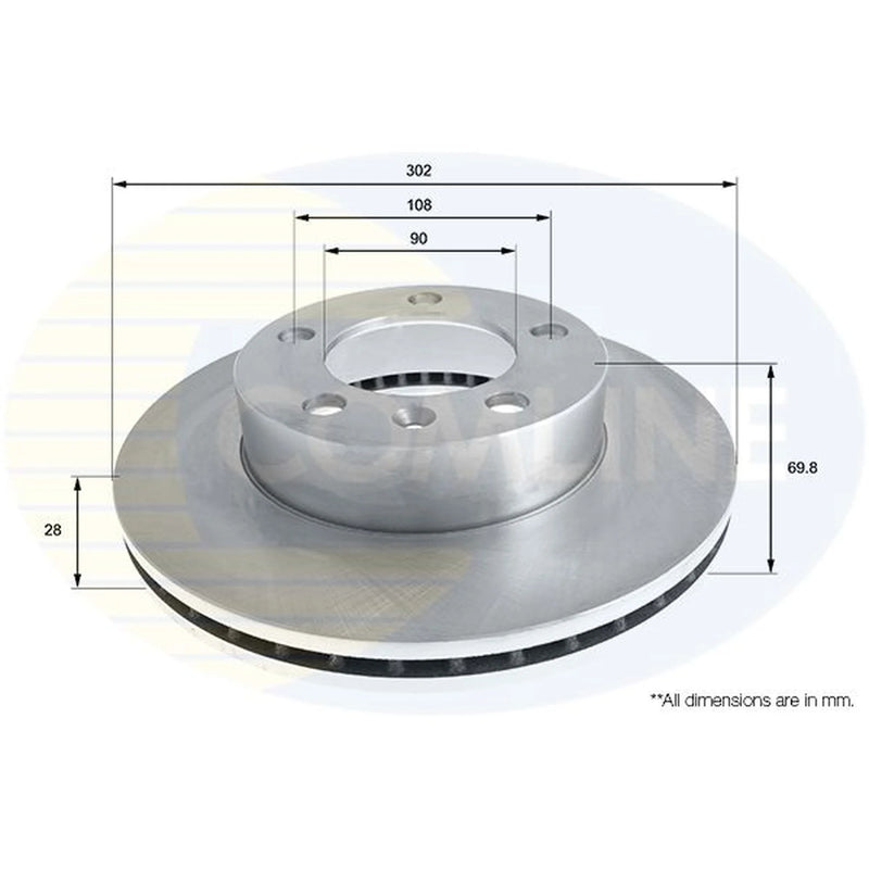 Comline 2 x Vented Front Brake Discs ADC2701V-x2