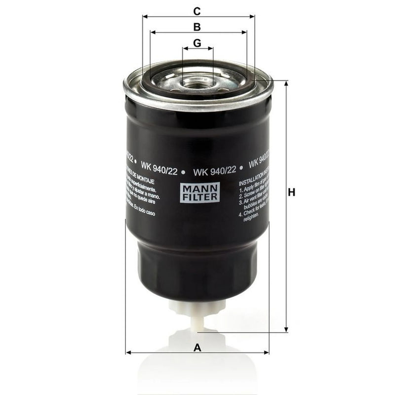 MANN-FILTER Fuel Filter Element WK 940/22