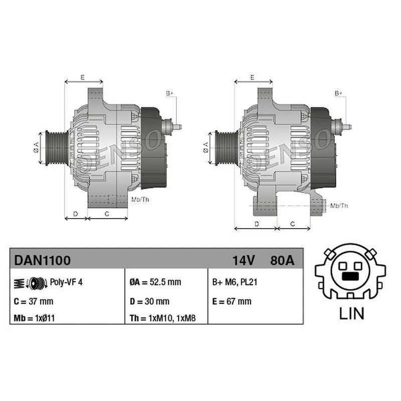 Denso Car Alternator 12V DAN1100