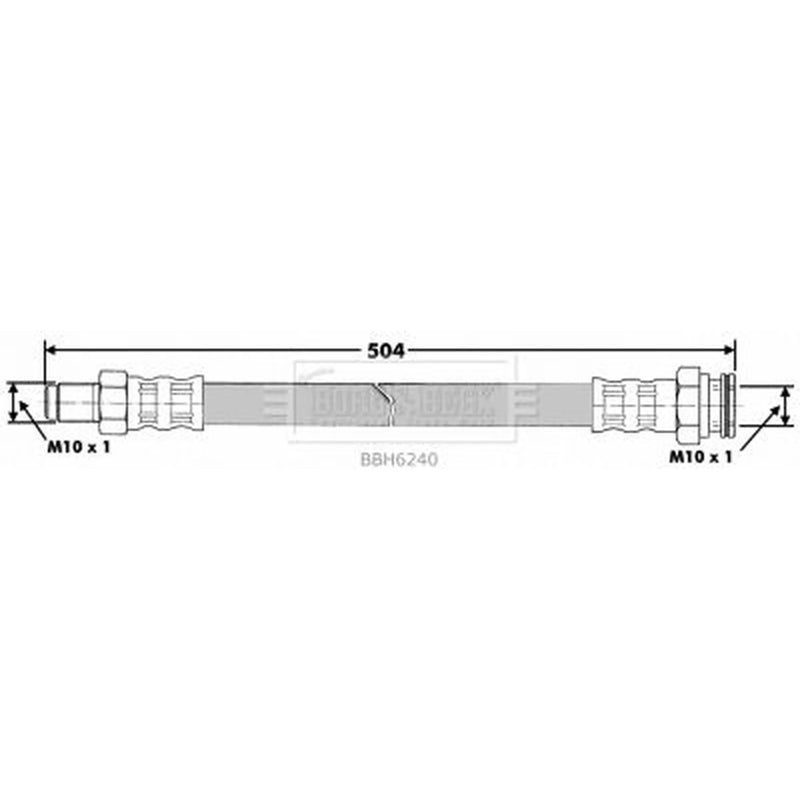 Borg & Beck Brake Hydraulic Hose Line Front Right BBH6240