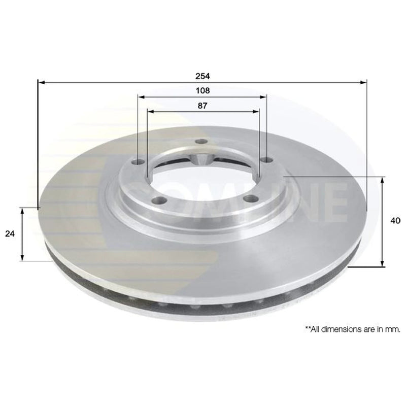 Comline 2 x Vented Front Brake Discs ADC1040V-x2