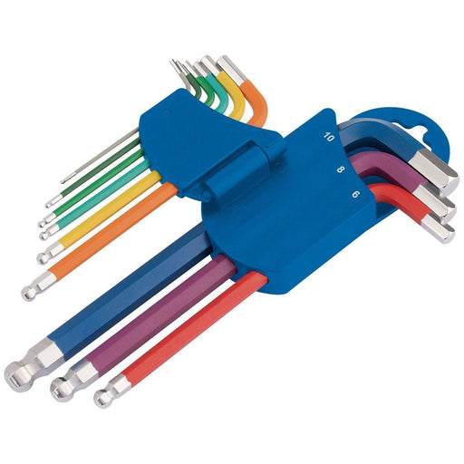 Draper Metric Coloured Hex. and Ball End Key Set (9 Piece) 66132 Draper  - Town Parts