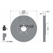 Textar 2 x Vented Front Brake Discs 92268203
