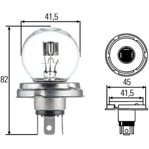Hella Headlight Bulb R2 (Bilux) P45t 6V 45/40W 8GD 002 088-071