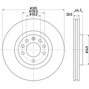 DON 2 x Vented Front Brake Discs PCD14872