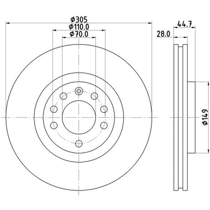 DON 2 x Vented Front Brake Discs PCD14872