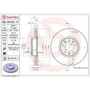 Brembo 2 x Vented Front Brake Discs 09.D419.11-x2