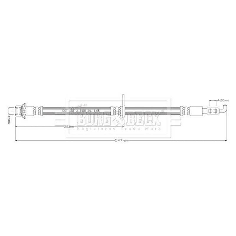 Borg & Beck Brake Hydraulic Hose Line Rear Left BBH8922