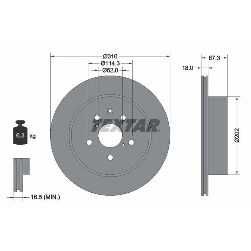 Textar 2 x Vented Rear Brake Discs 92148003-x2