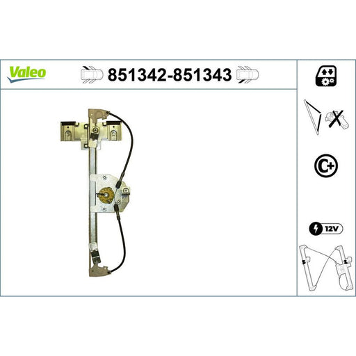 Valeo Electric Window Regulator Lifter Right Rear 851343