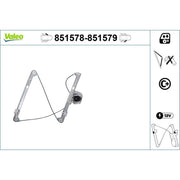 Valeo Electric Window Regulator Lifter Left Front 851578