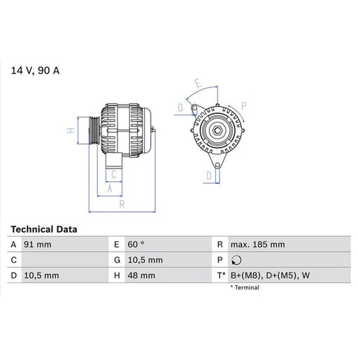 Bosch Car Alternator 12V 0 986 038 160