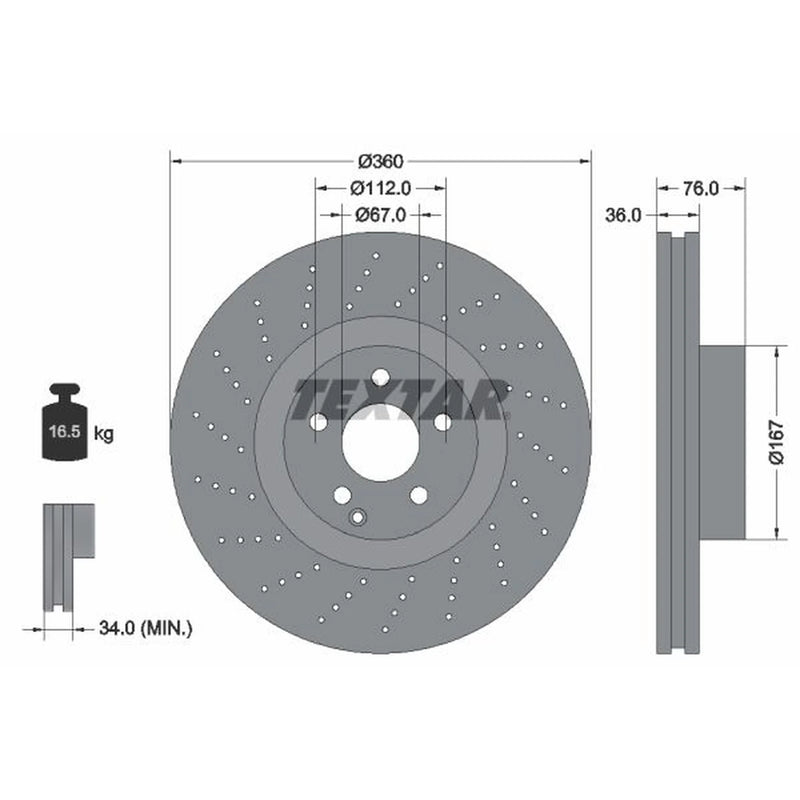 Textar 2 x Perforated Brake Discs 92124200