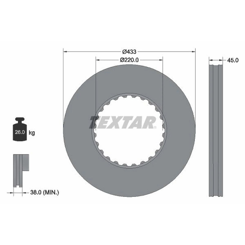 Textar 2 x Internally Vented Front Brake Discs 93272000-x2
