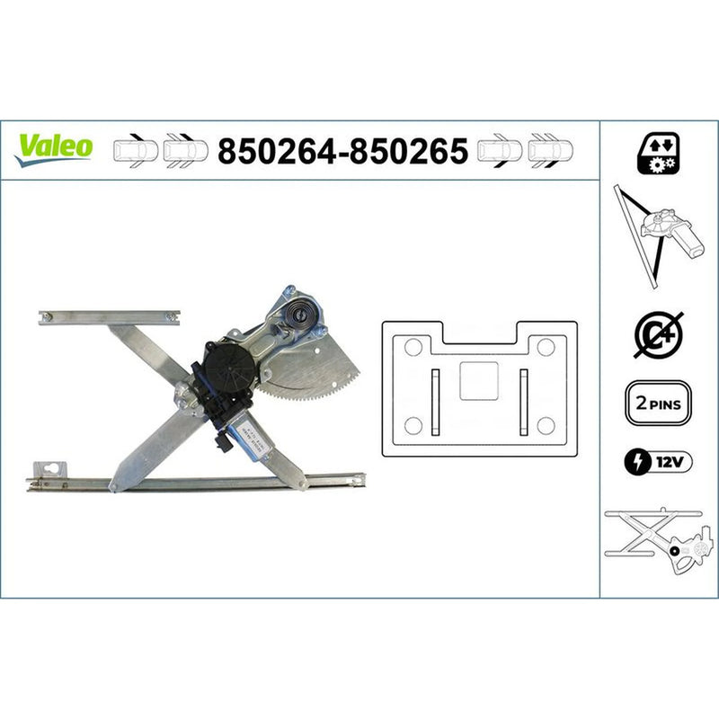 Valeo Electric Window Regulator Lifter Right Front 850265