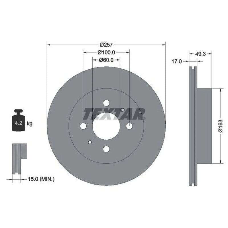 Textar 2 x Vented Front Brake Discs 92131200