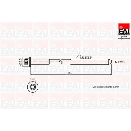 FAI Cylinder Head Bolt Set M12 x 1.5 B896