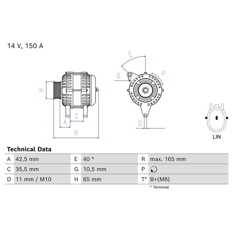 Bosch Car Alternator 12V 0 986 085 000