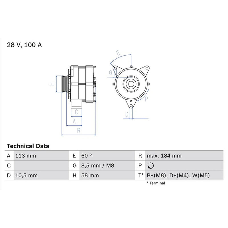 Bosch Car Alternator 12V 0 986 043 890