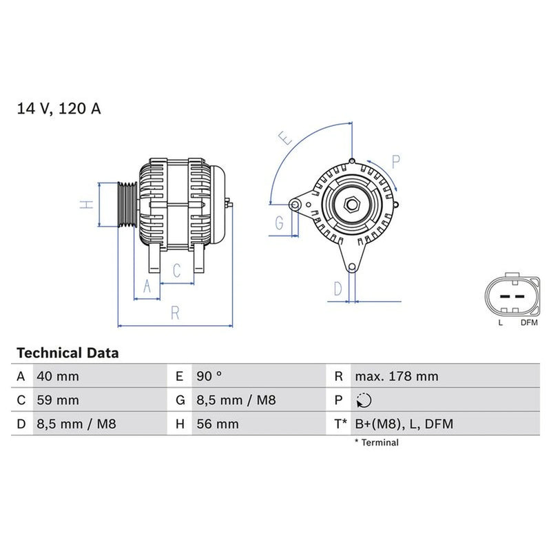 Bosch Car Alternator 12V 0 986 048 530