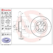 Brembo 2 x Solid Rear Brake Discs 08.A615.11-x2