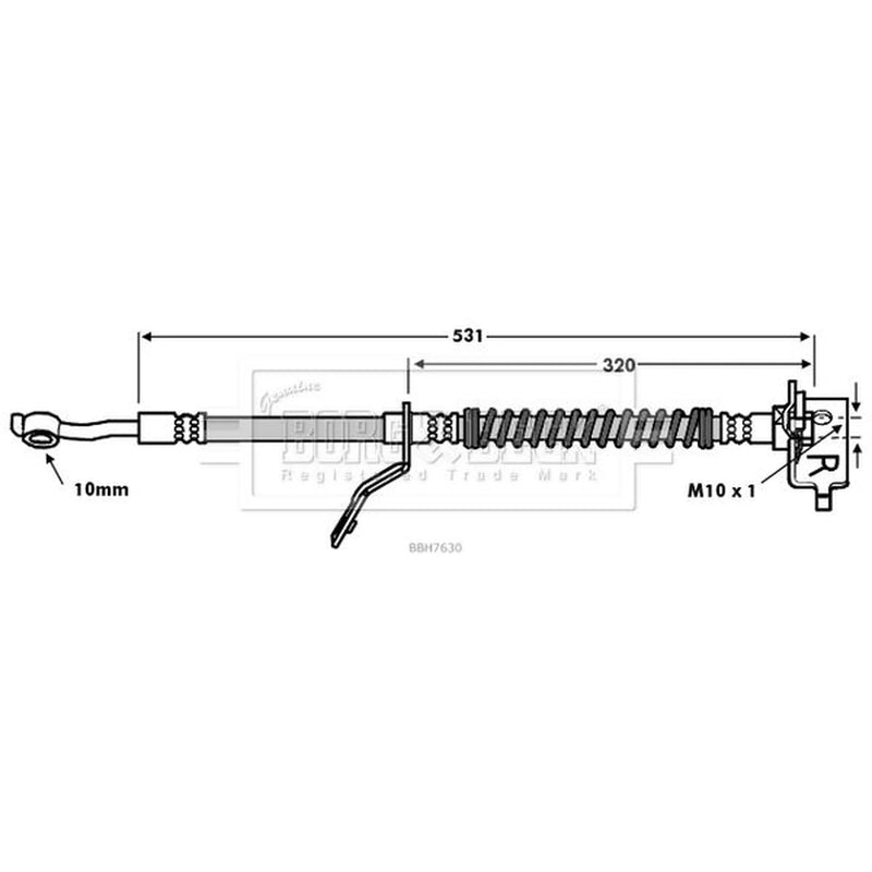 Borg & Beck Brake Hydraulic Hose Line Front Right BBH7630